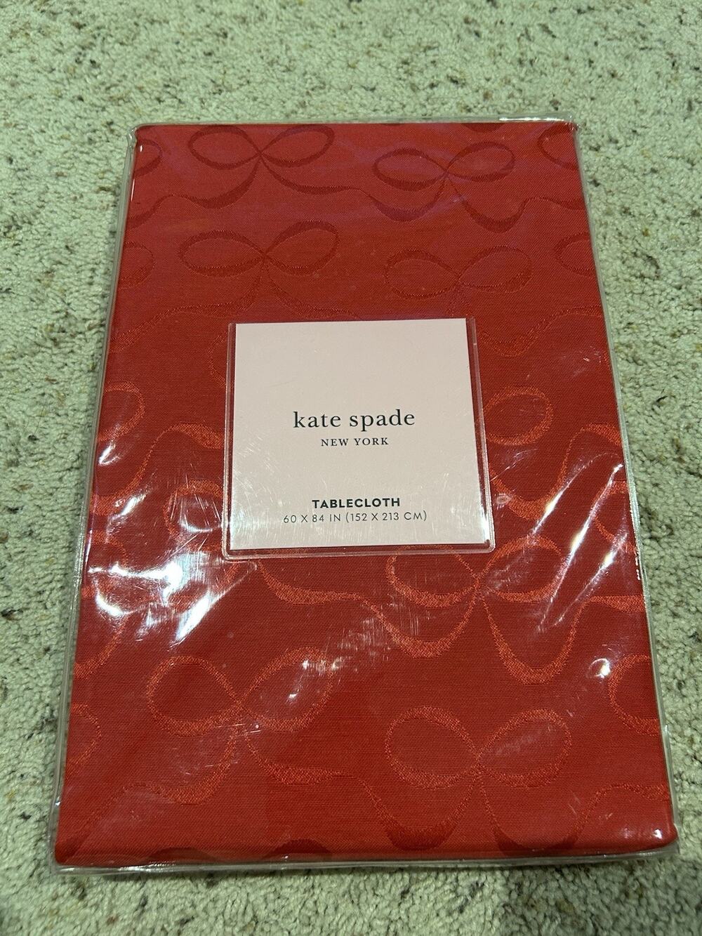 Kate Spade Tablecloth 60x84 Holiday All Wrapped Up Bow Cranberry Red Oblong B26